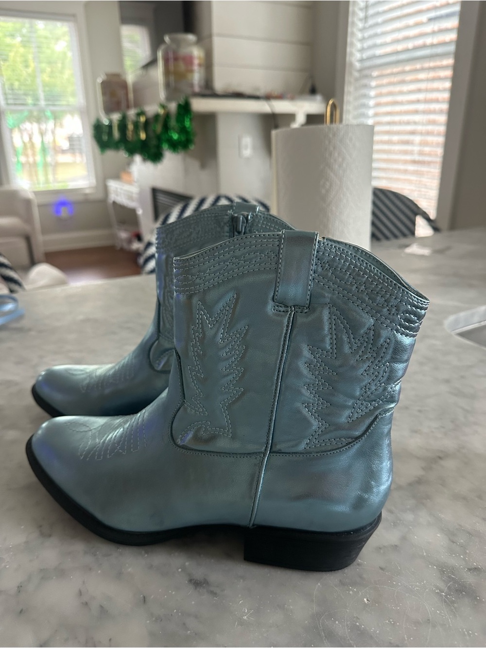 Coconuts by Matisse Metallic Light Blue Western Ankle Boots